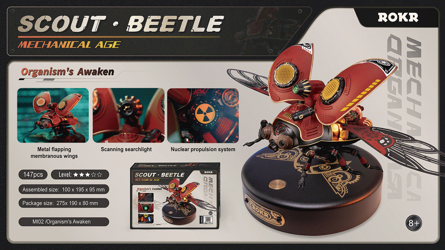 ROKR Mechanical Puzzles Scout Beetle, 3D Metal Model Kits