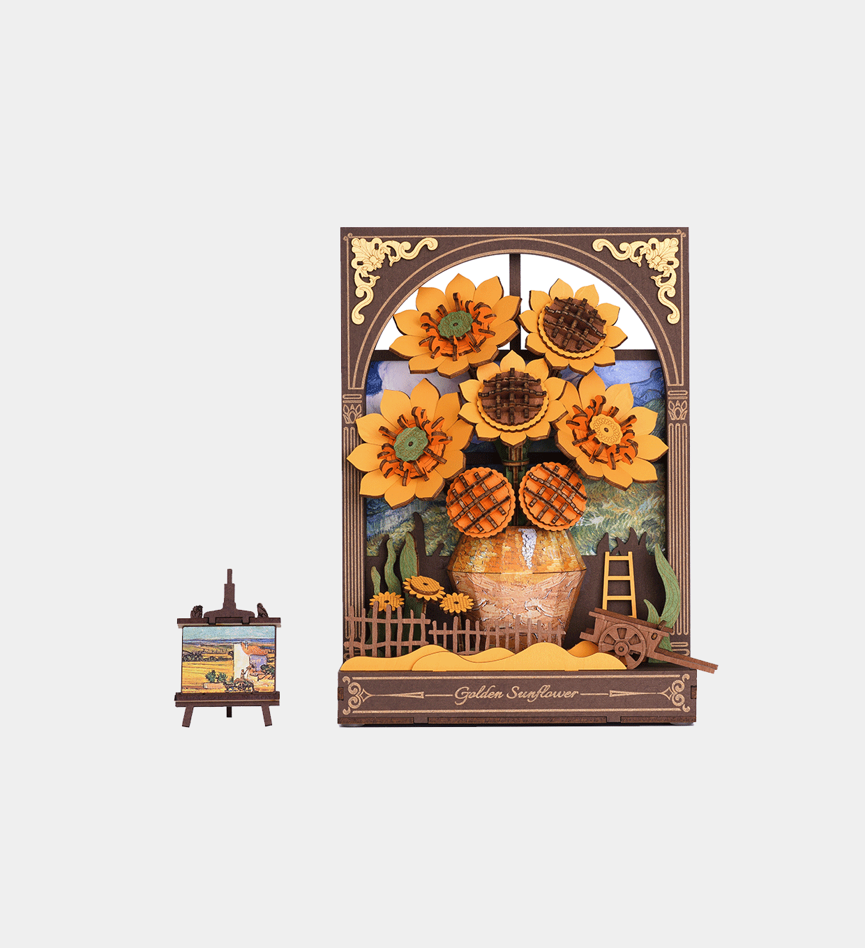 TH002-UK Rowood Golden Sunflower Wall Art 3D Wooden Puzzle TH002