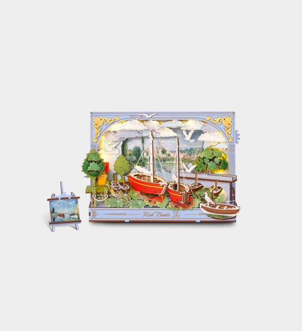 Rowood Red Boats Wall Art 3D Wooden Puzzle TH004