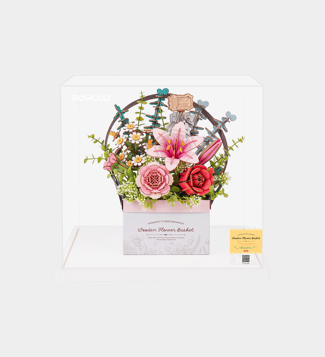 Wooden Flower Basket Display Showcase