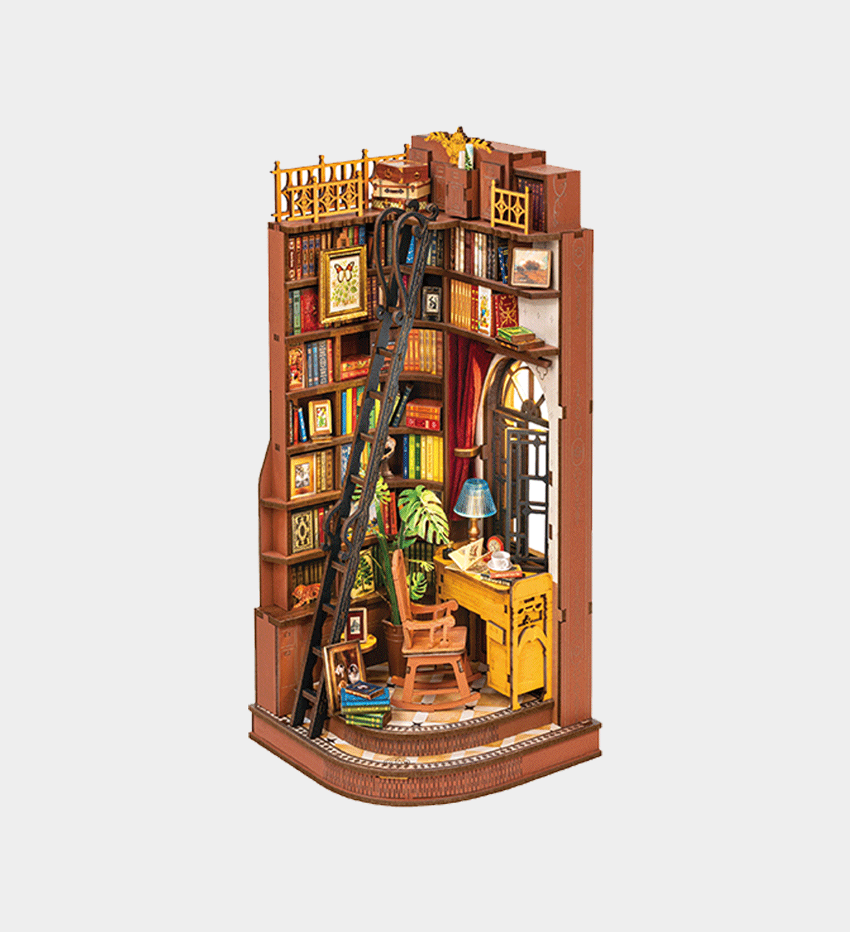 TGE02-UK Rolife Silent Corner Study DIY Book Nook Shelf Insert TGE02
