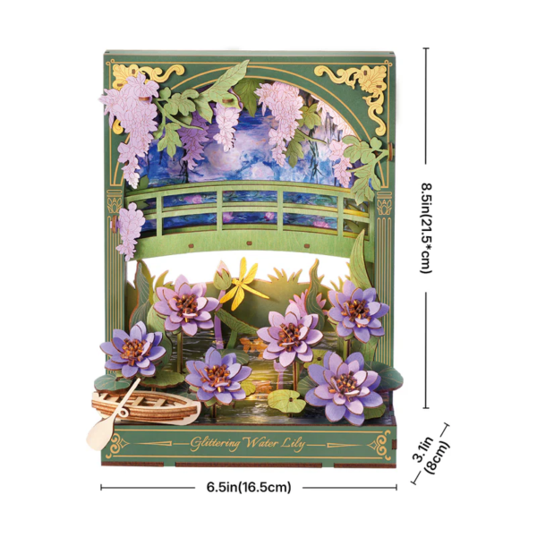 TH001-3 Rowood Glittering Water Lily Wall Art 3D Wooden Puzzle TH001
