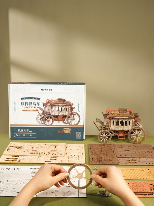 ROKR Stagecoach Mechanical Music Box 3D Wooden Puzzle AMKA1 - Robotime UK