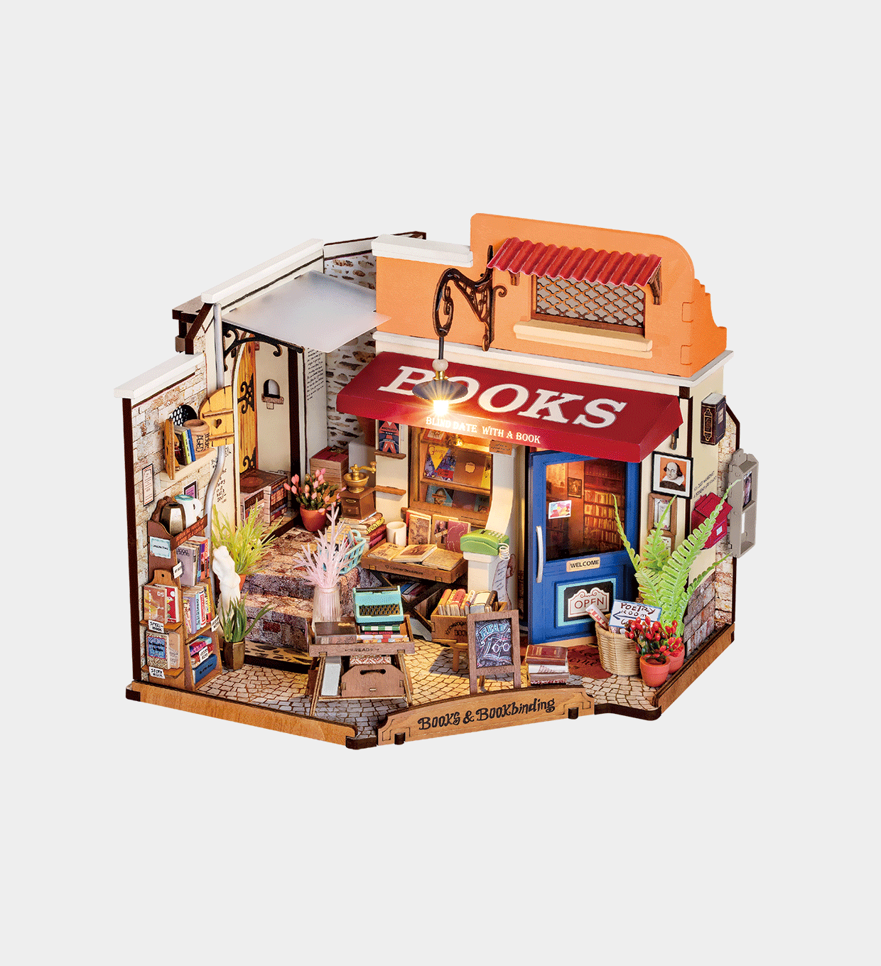 Rolife Corner Bookstore DIY Miniature House Kit DG164