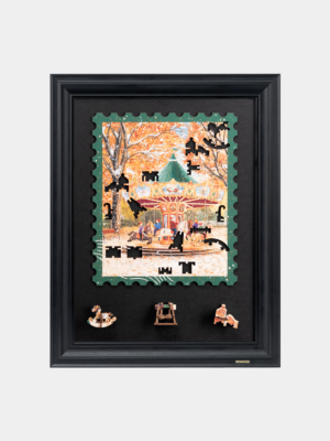 Golden Autumn Carousel Display Showcase TA008Z