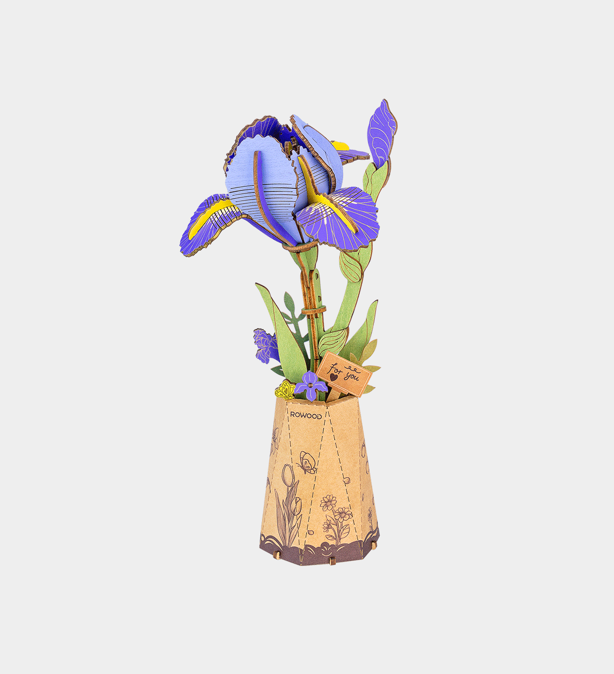 Rowood Purple Iris DIY Wooden Flower 3D Puzzle TW121
