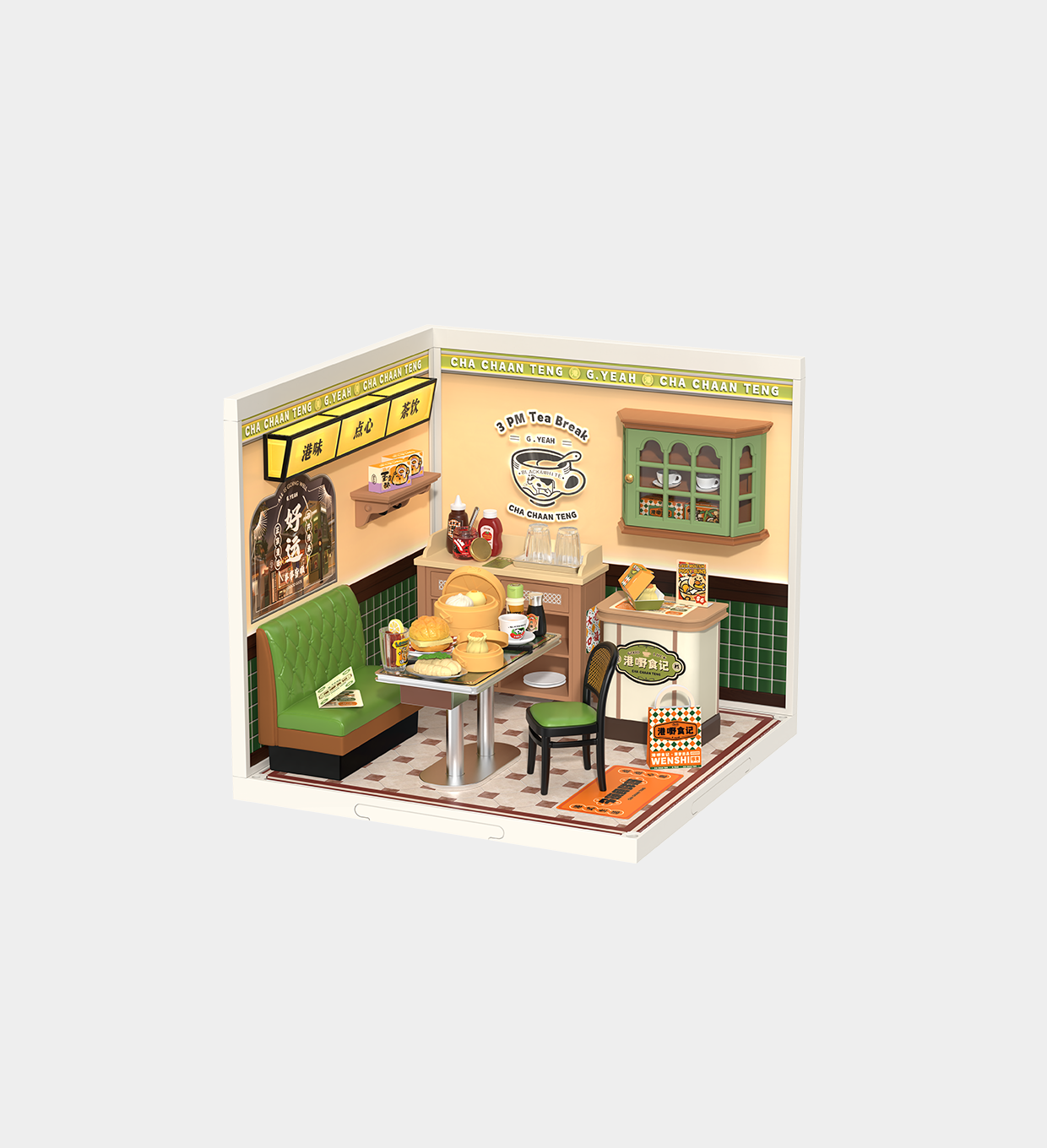 DW021-GREY Rolife Hong Kong Bites Cafe DIY Miniature House DW021