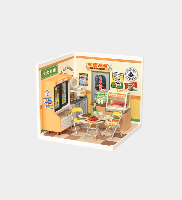 DW022-GREY Rolife Night Out Food Stall DIY Miniature House DW022