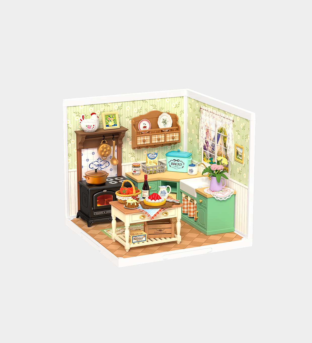 DW024-GREY Rolife Farmhouse Kitchen DIY Miniature House DW024