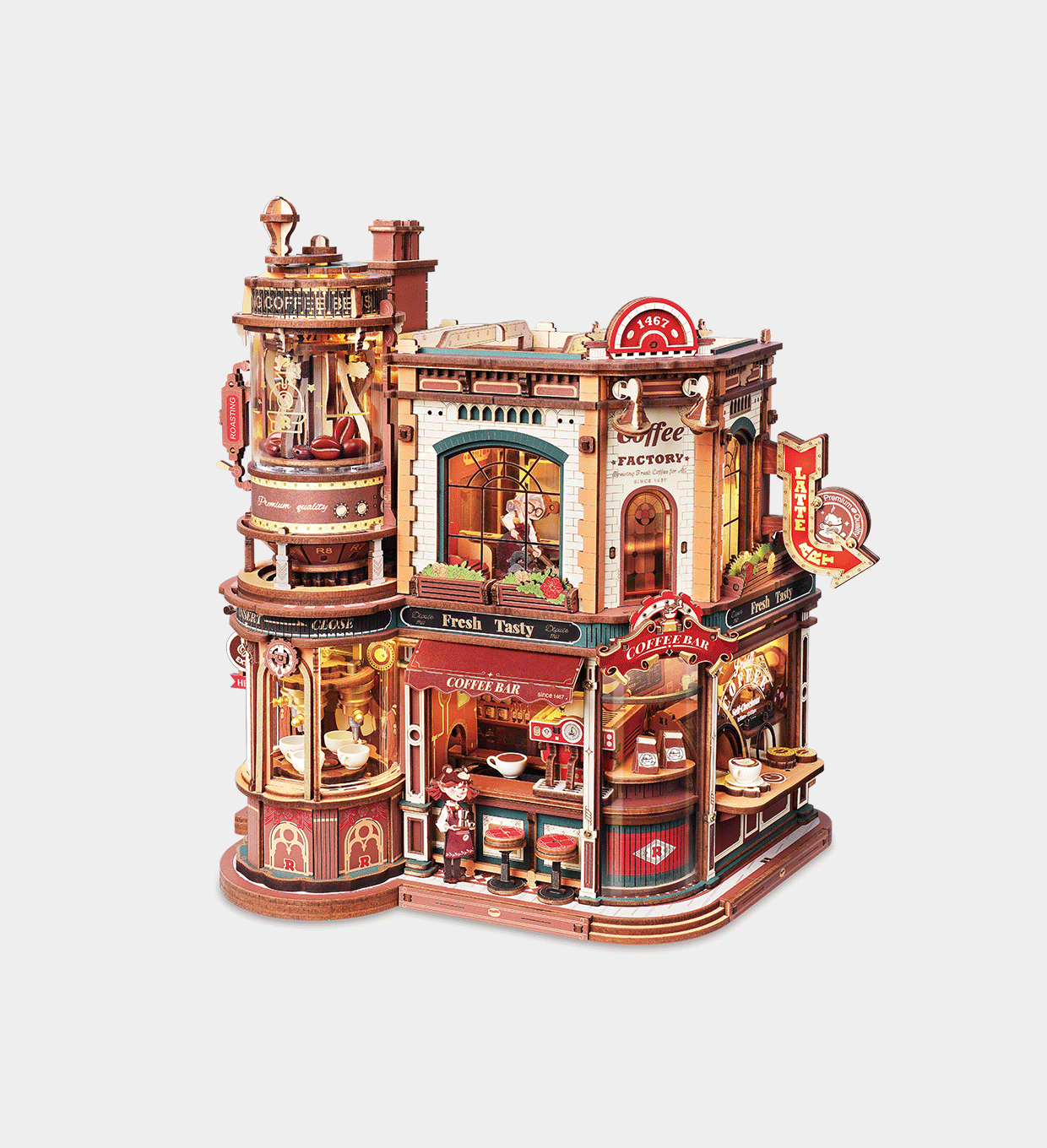 EAB02-UK ROKR Dream Coffee Factory Music Box Wooden 3D Puzzle EAB02