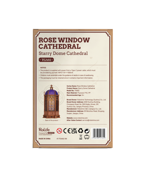 TGA02-背面 Rolife Starry Dome Cathedral 3D Wooden Puzzle TGA02