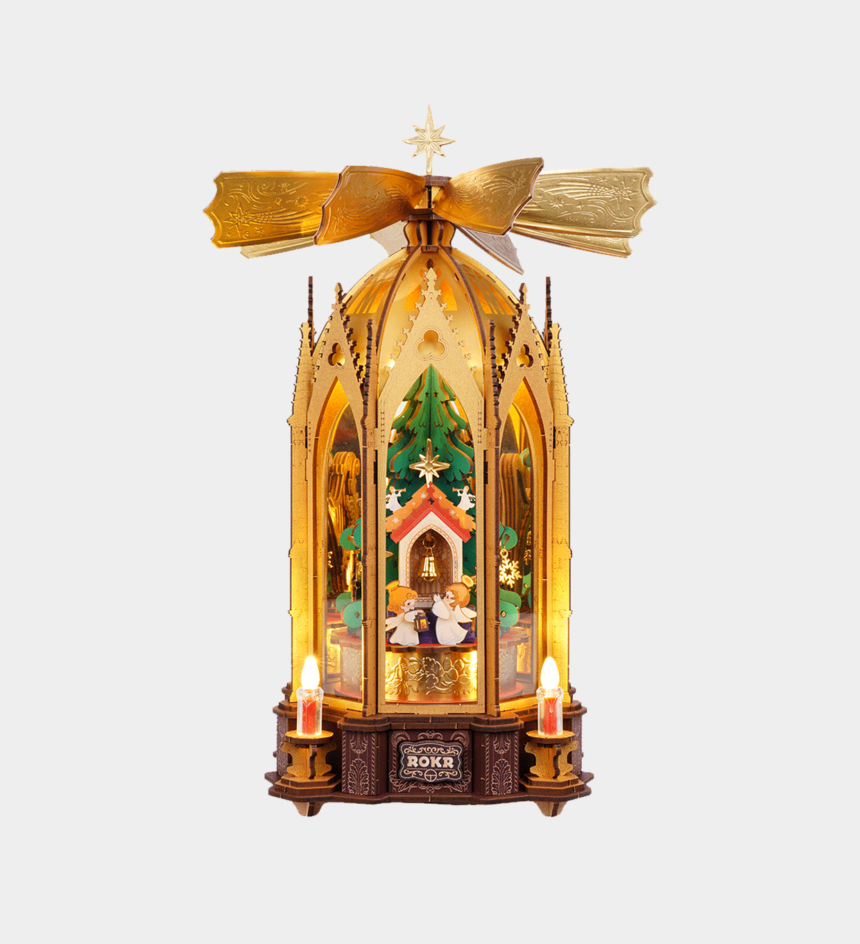 AMB01-UK ROKR Blessed Christmas Pyramid 3D Wooden Puzzle AMB01