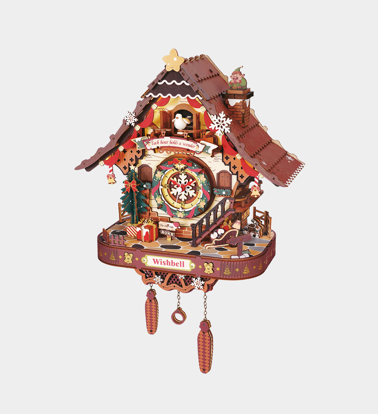 LCB01-UK ROKR Christmas Cuckoo Clock Mechanical 3D Wooden Puzzle LCB01
