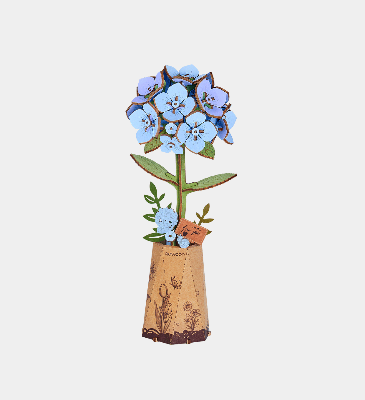 Rowood Blue Hydrangea DIY Flower Wooden 3D Puzzle TW141