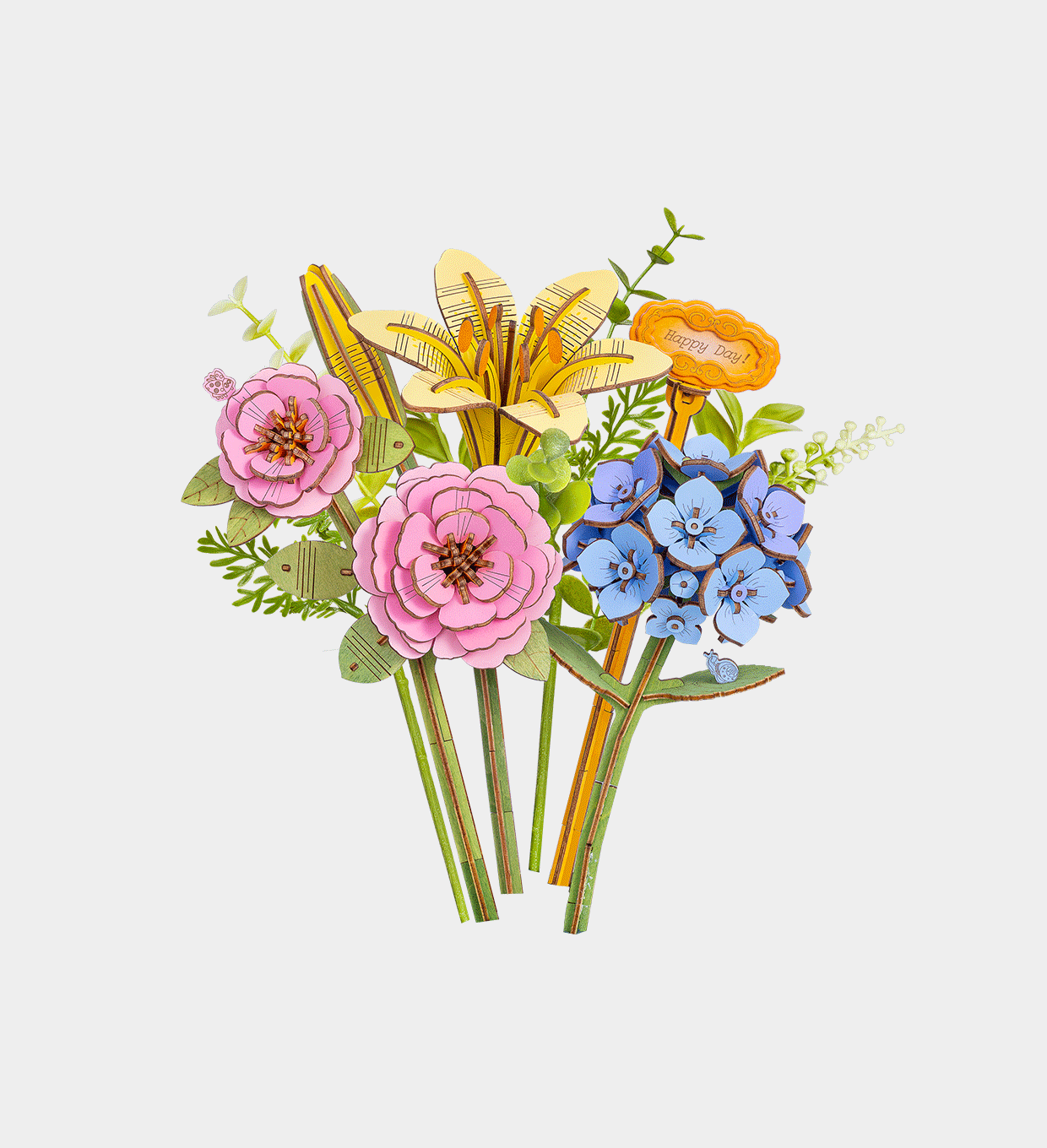 Rowood Misty Pink Bouquet DIY 3D Wooden Puzzle TWM52